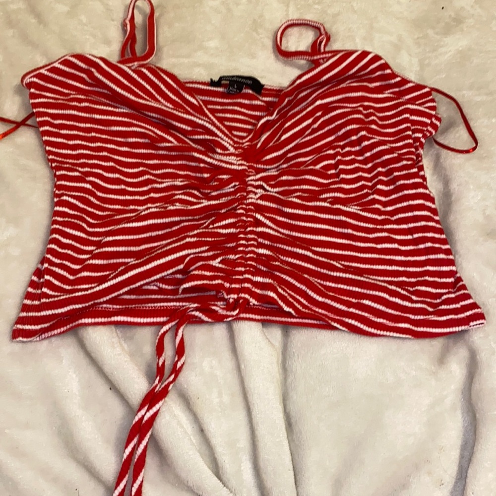 Red and white striped crop top